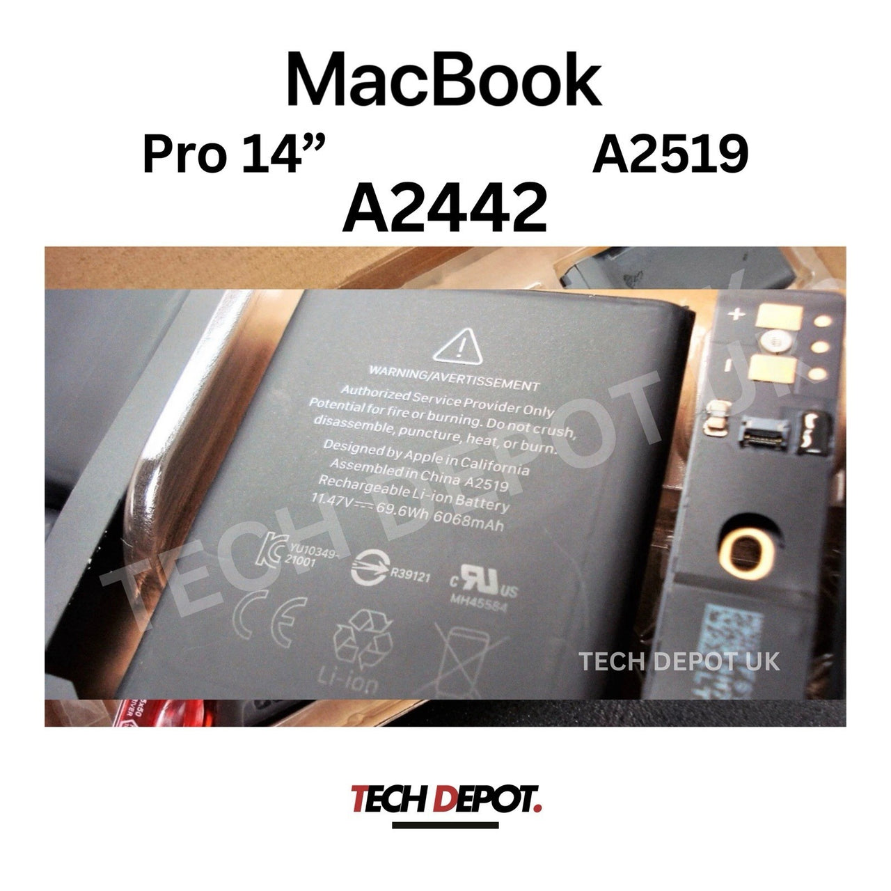 New Apple Genuine MacBook Pro 14 A2442 2021 69.6Wh Battery A2519