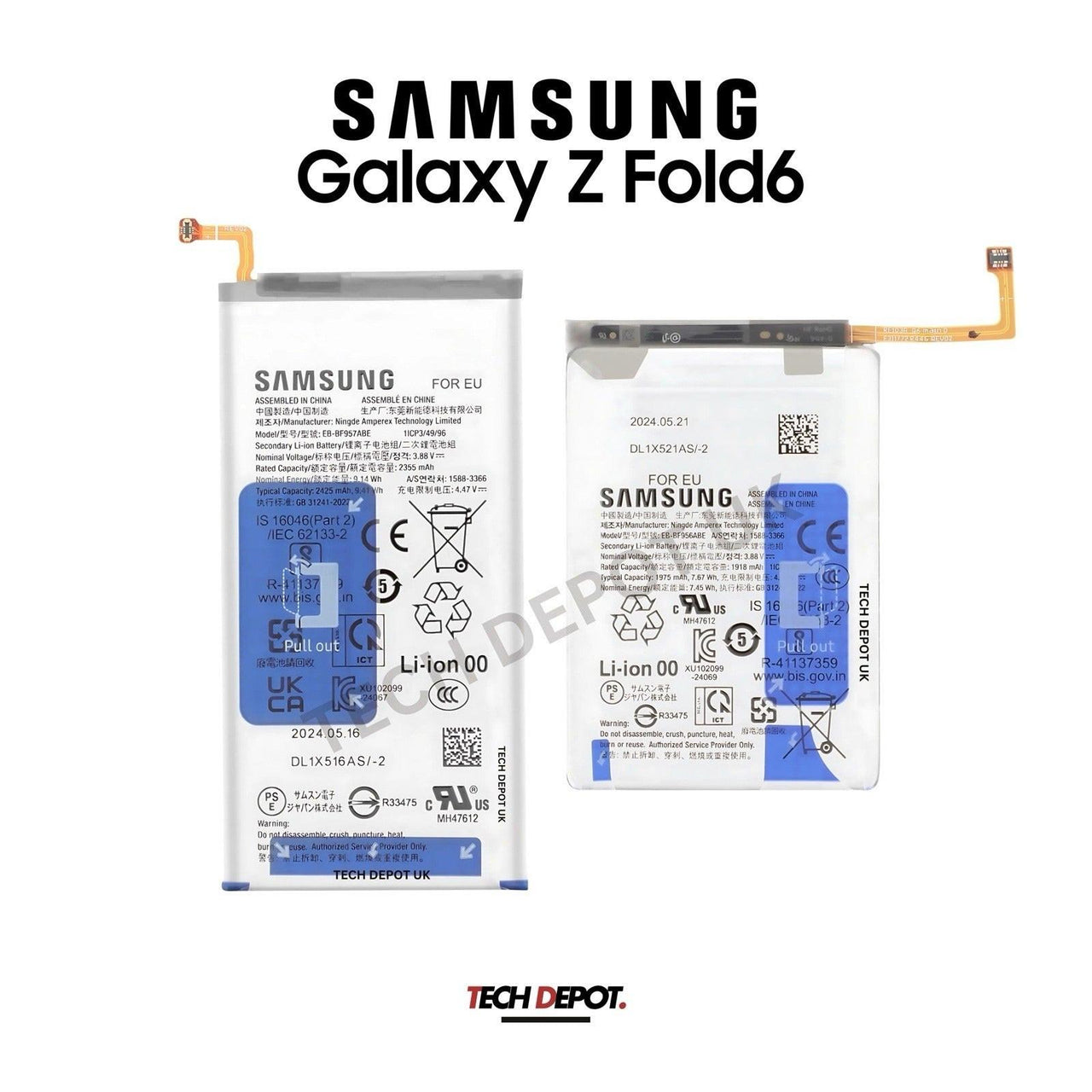 Genuine Samsung Galaxy Z Fold 6 5G Battery Set SM-F956 (2425mAh+1975mAh)
