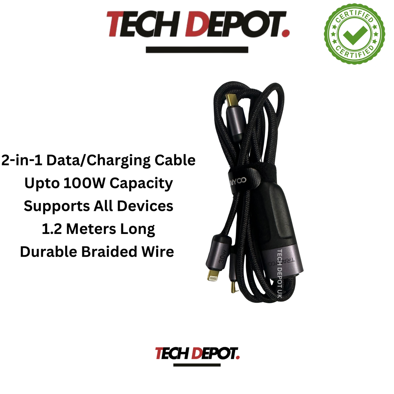 PD Metal Braided 2 in 1 Data/Fast Charging Cable