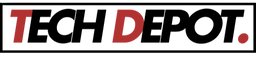 Tech Depot logo with black, red, and white text on a white background