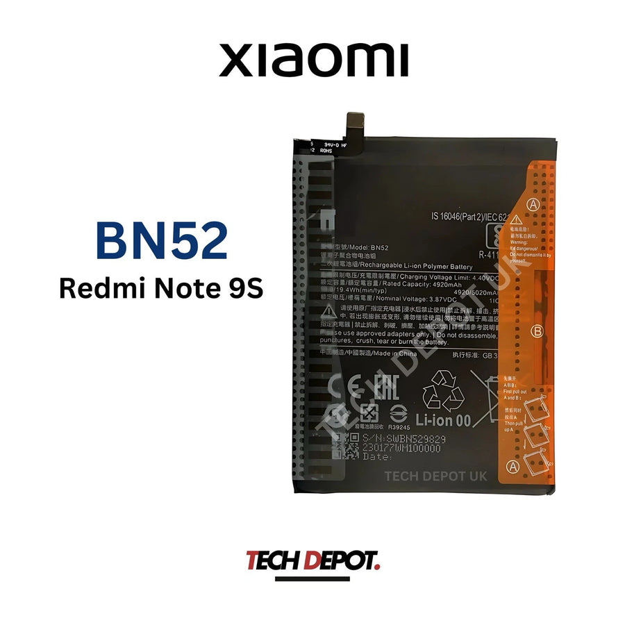 Xiaomi Redmi Note 9 Pro Replacement Battery 5020mAh- BN52