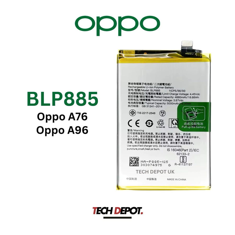OPPO A76 , A96 Battery Replacement 5000mAh- BLP885