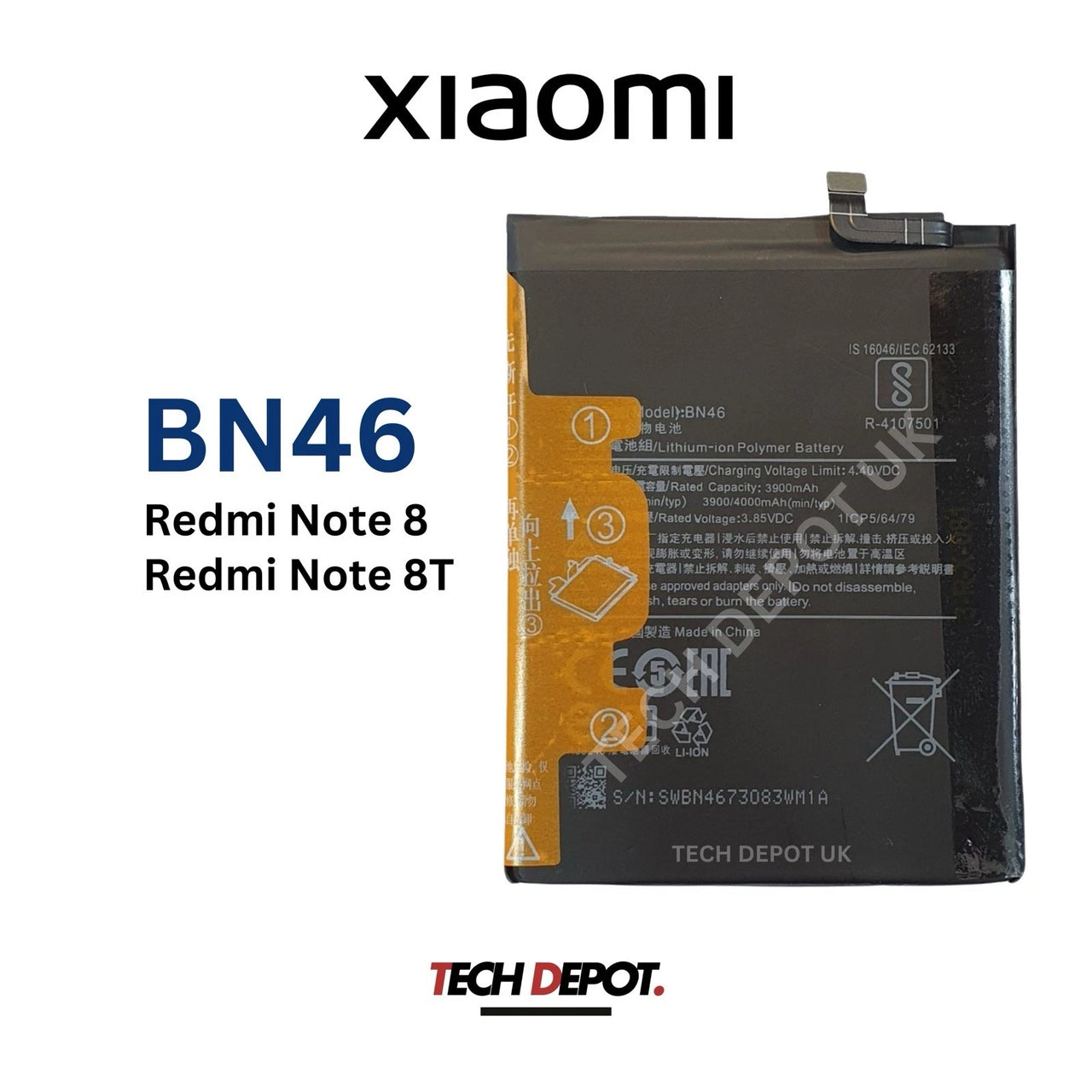 Xiaomi Redmi Note 8 / 8T Battery Replacement 4000mAh- BN46