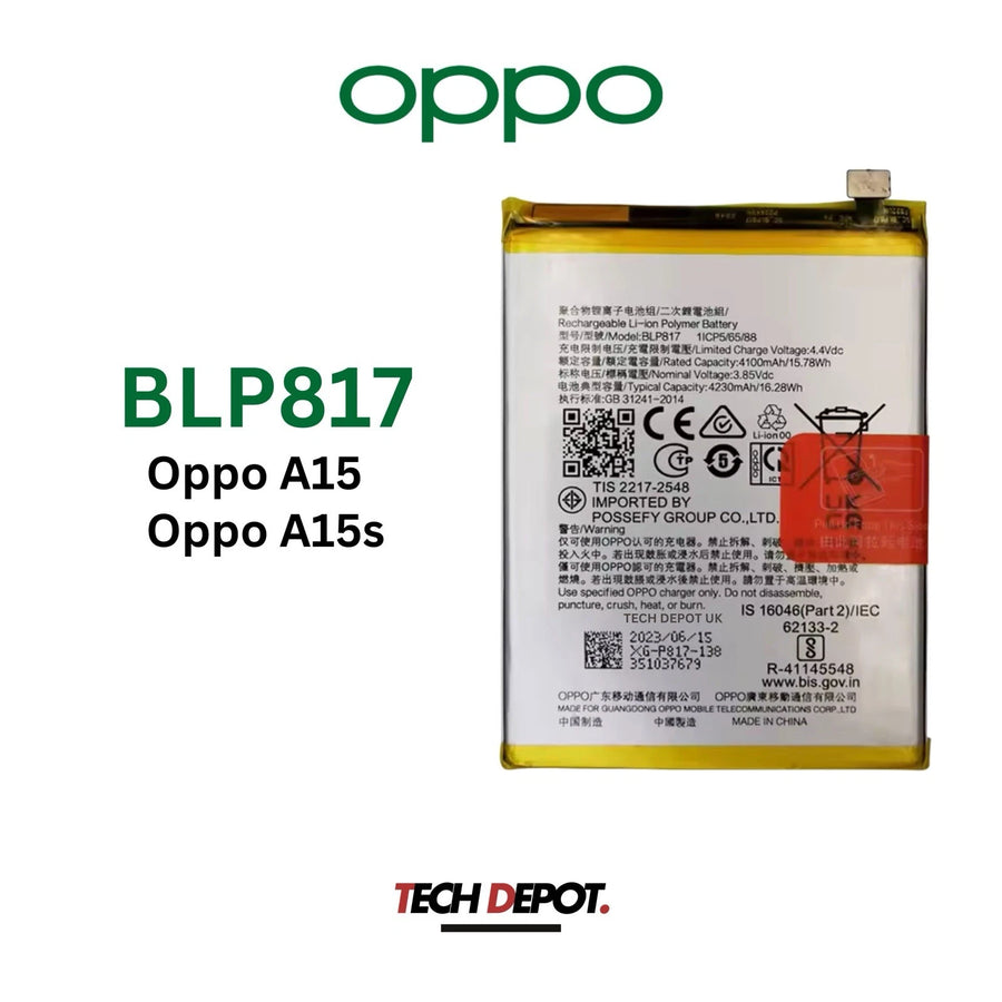 Oppo A15/A15s Replacement Battery 4230mAh- BLP817