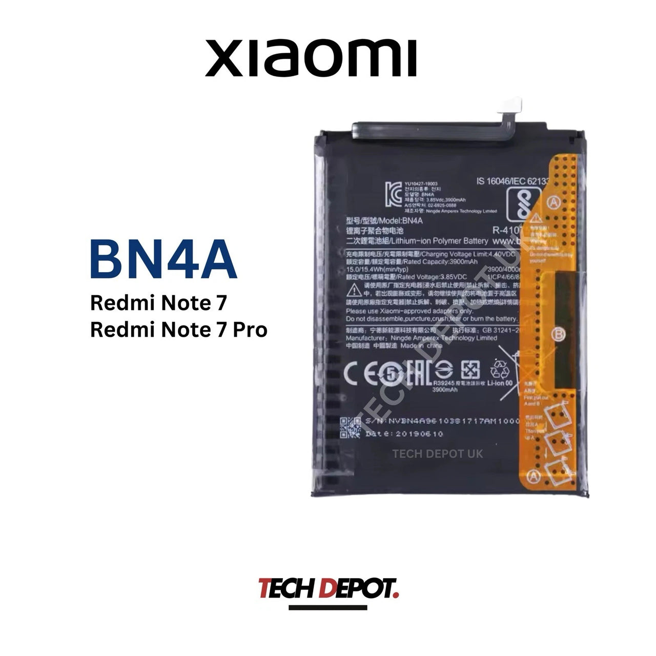 Xiaomi Redmi Note 7/Note 7 Pro Battery Replacement 4000mAh- BN4A